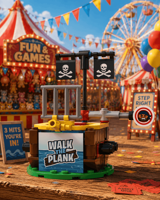 Carnival Dunk Tank | Minifig Scale | Interactive Target | Compatible Bricks