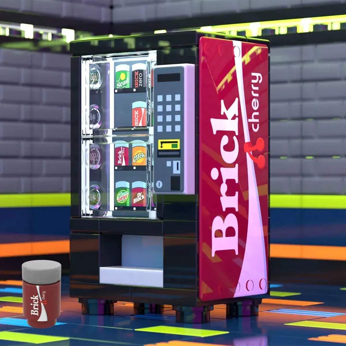 Lego Cherry Cola Vending Machine With Custom Printed Can - ToylandEU