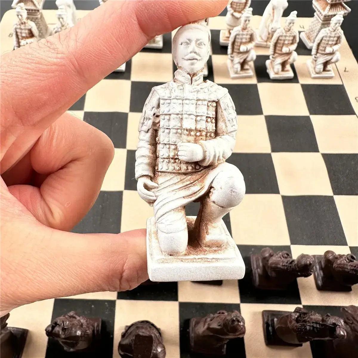 Ancient Terracotta Resin Chess Set With Leather Board - ToylandEU™