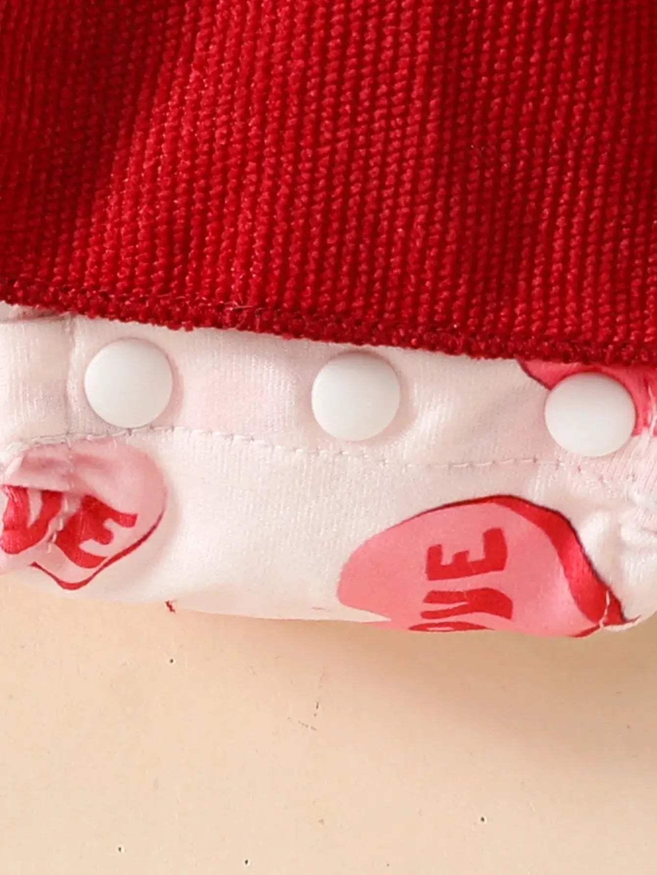 Chic Baby Girl Dress With Love Print Red Ruffle Edge Butterfly Bow Two Piece Set For Zero To Eighteen Months - ToylandEU