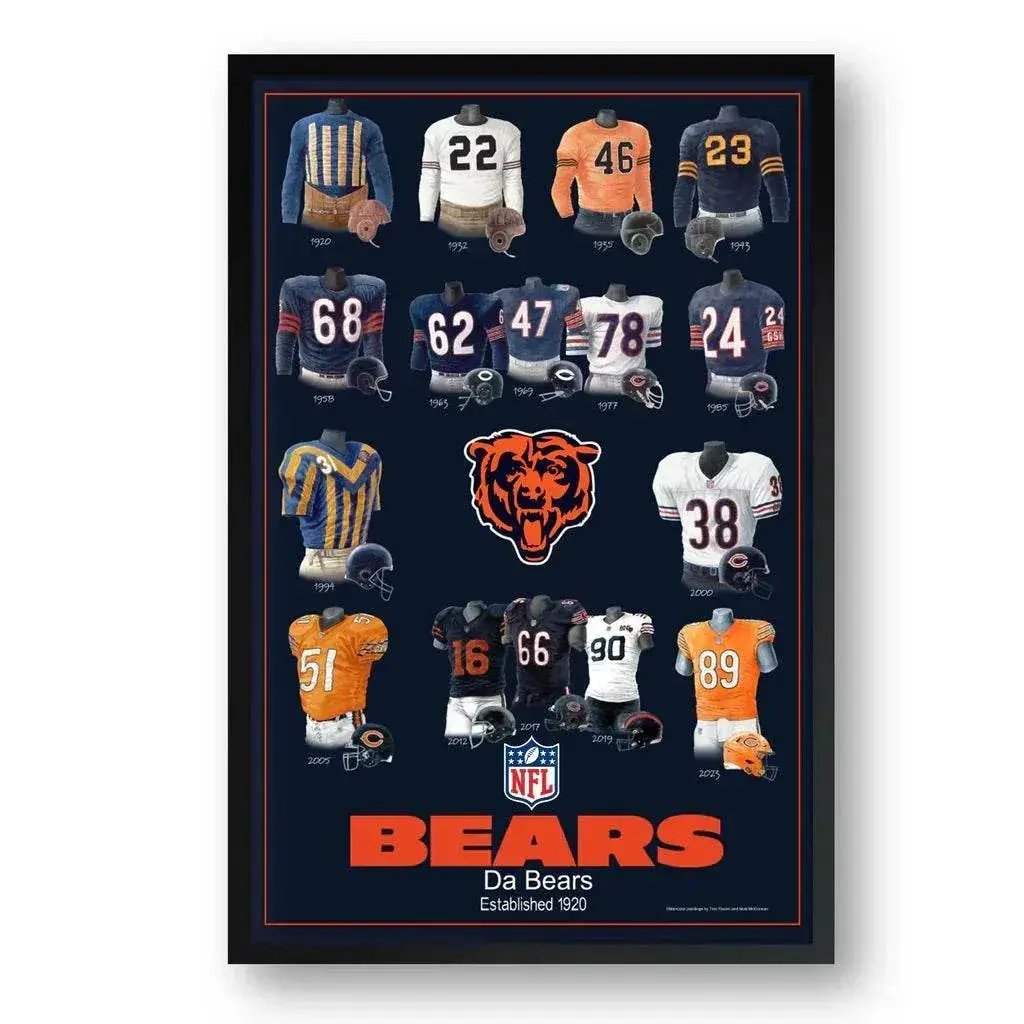 Chicago Bears Framed Print 10x13 Uniform Heritage Artwork - ToylandEU™