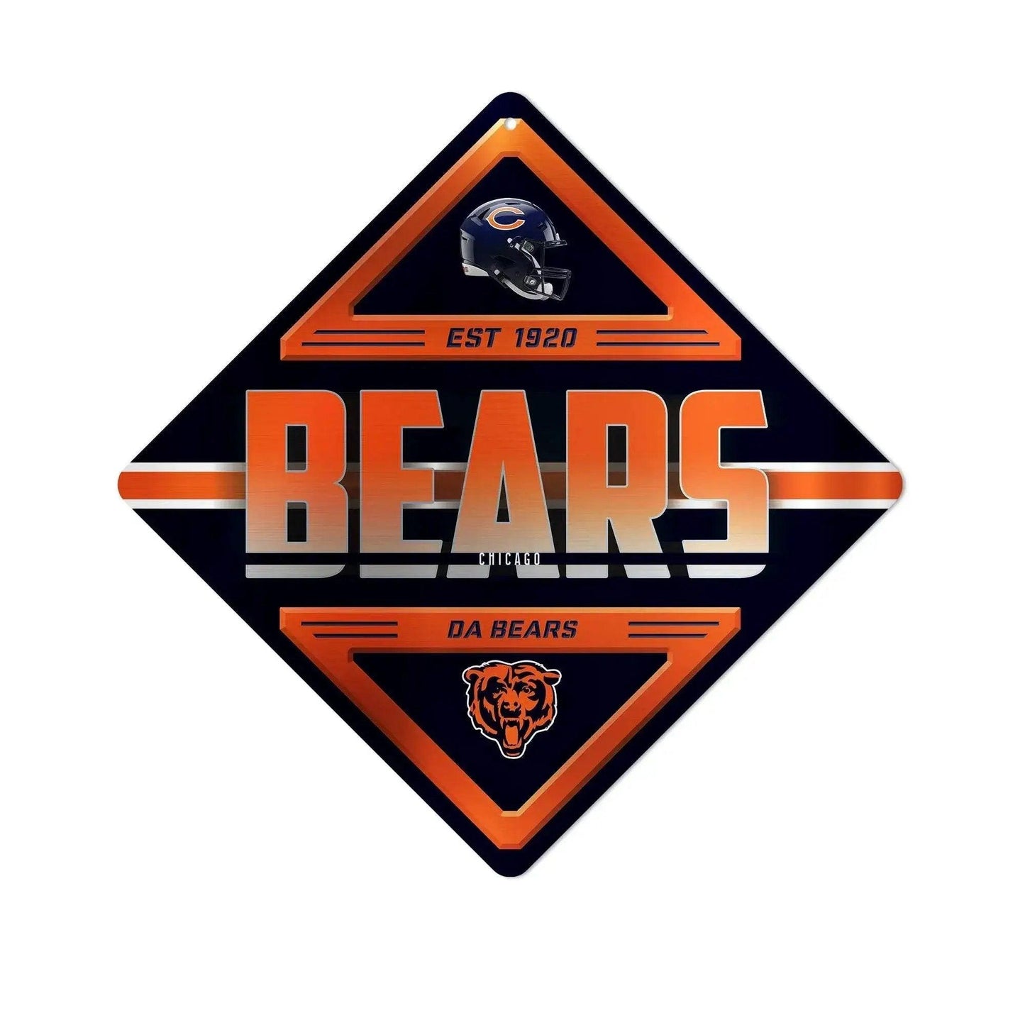 Chicago Bears Metal Diamond Shape Sign Wall Decor Rico - ToylandEU™