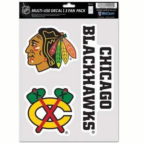 Chicago Blackhawks Multi Use Decals 3 Pack Fans By Wincraft - ToylandEU