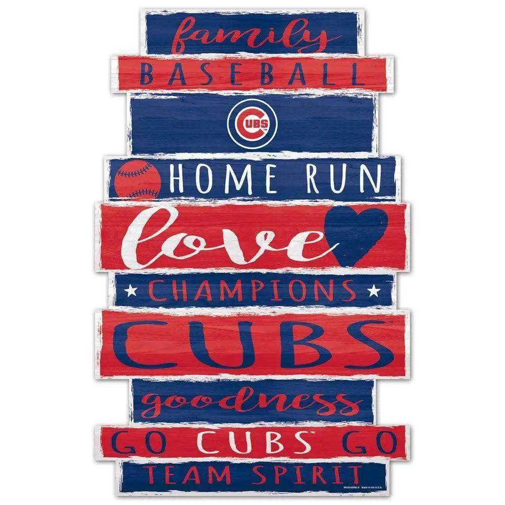 Chicago Cubs Sign 11x17 Wood Family Word Design Wincraft - ToylandEU