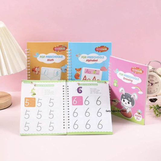 Children Notebook Waterproof White Hard Paper Board Erasable Pen Reusable Magic Books Kids Calligraphy Practice - ToylandEU