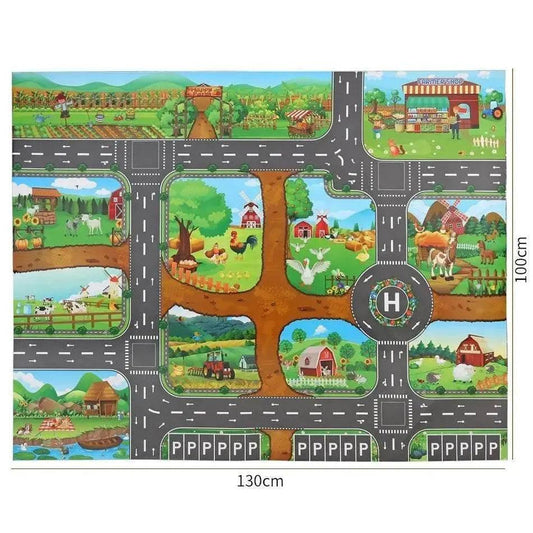 Children Playmat Activity Surface Waterproof Map Kids Animal Road Toy Baby Dinosaur Road Portable Carpet Farm Road Non-Toxic Mat - ToylandEU™