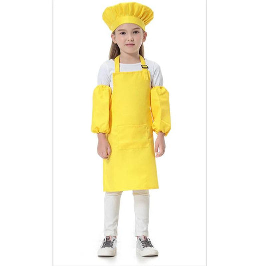 Children's Polyester Apron Set with Chef Hat Custom Print Logo for Painting and Baking - ToylandEU
