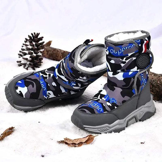 Children's Shoes Boys' Snow Boots Winter Girls' Warm Fleece-Lined Waterproof Anti-Slip Kids Cotton Shoes Outdoor Ankle Boots New - ToylandEU