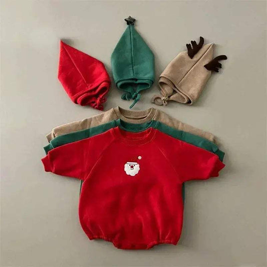Christmas Baby Romper Set Santa Rudolph Theme With Hat - ToylandEU™
