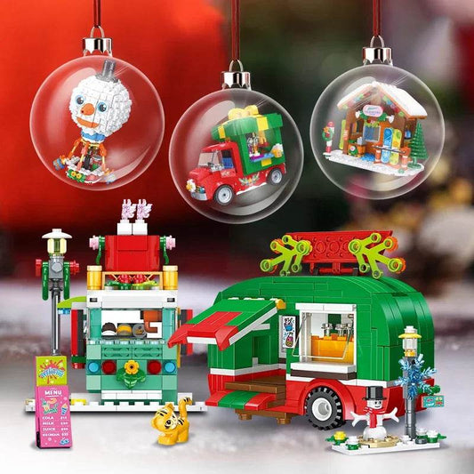Christmas City Street View Building Blocks Cream Cart Snowman Skateboard Shop Gift Car Model Bricks - ToylandEU