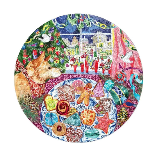 Watercolor Christmas Cookies Round Puzzle With Playlist - ToylandEU™
