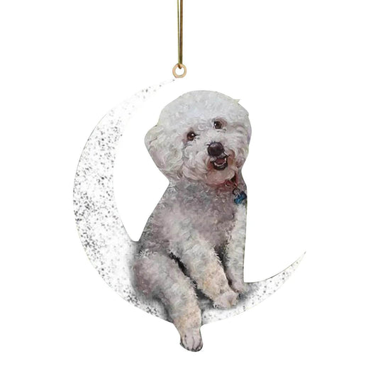 Christmas Dog Sitting On The Moon Pendant Xmas Tree Decor - ToylandEU