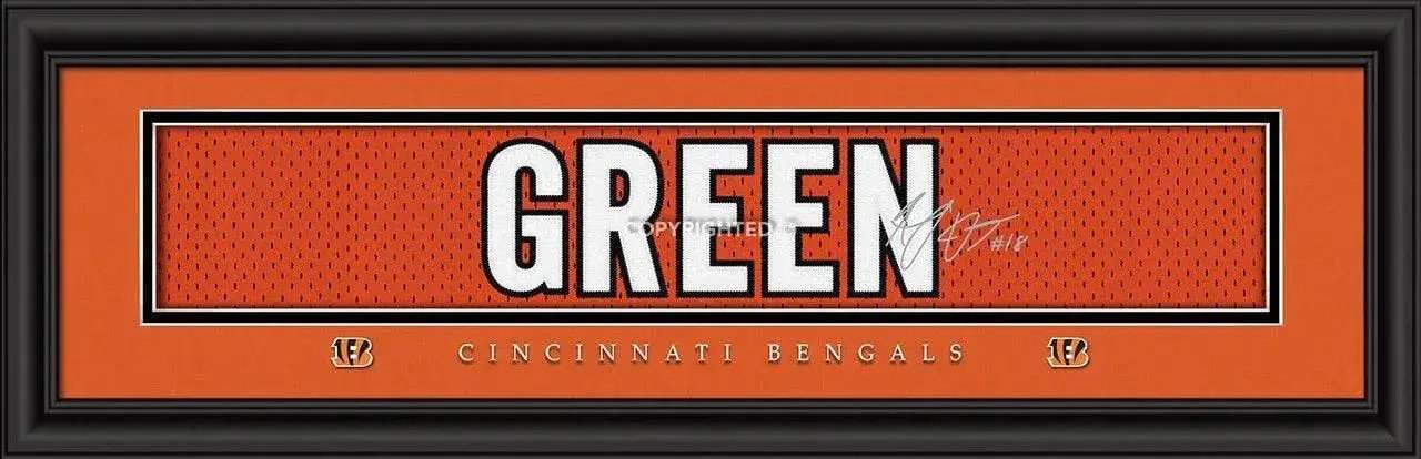 Cincinnati Bengals AJ Green Print Framed 8x24 Jersey Style - ToylandEU™