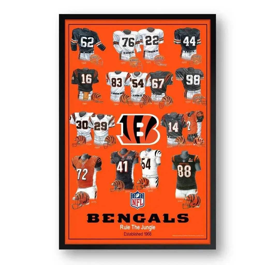 Cincinnati Bengals Framed Print 10x13 Uniform Heritage - ToylandEU™
