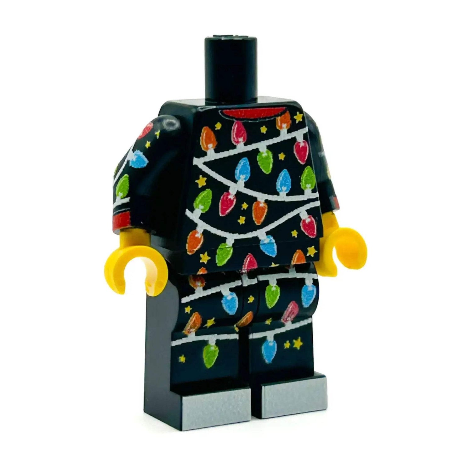 Classic Christmas Lights PJs on Black Minifig Body - B3 Customs - ToylandEU