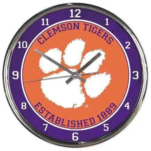 Clemson Tigers Chrome Round Wall Clock Studio Style - ToylandEU™