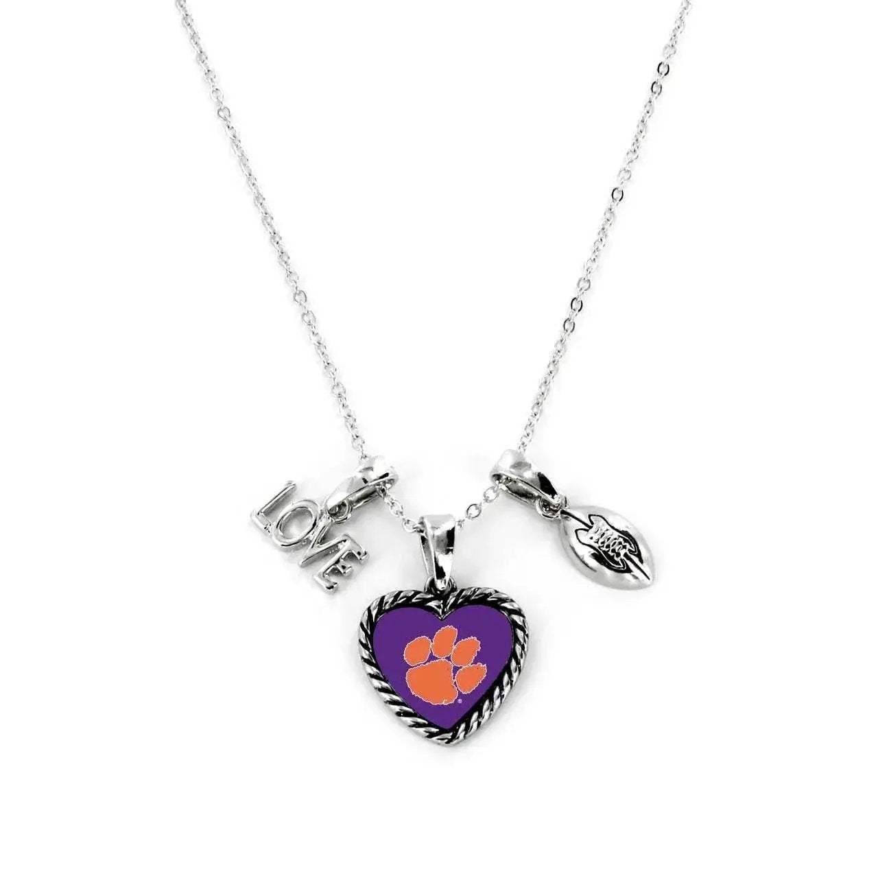 Clemson Tigers Necklace Charmed Football Pendant Aminco - ToylandEU™