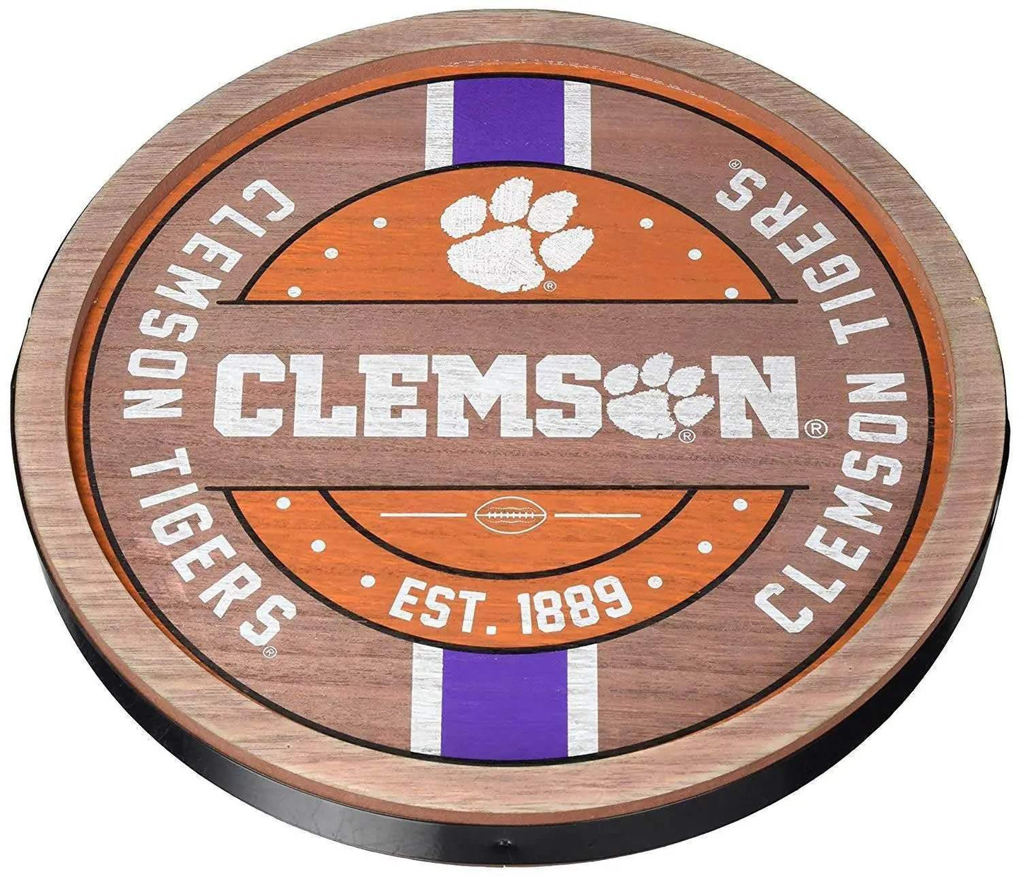 Clemson Tigers Wood Barrel Sign Distressed Vintage Look - ToylandEU™