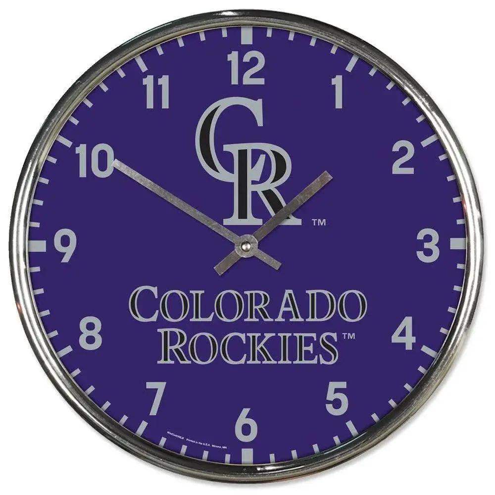 Colorado Rockies Round Chrome Wall Clock 12 Inch Retro - ToylandEU™