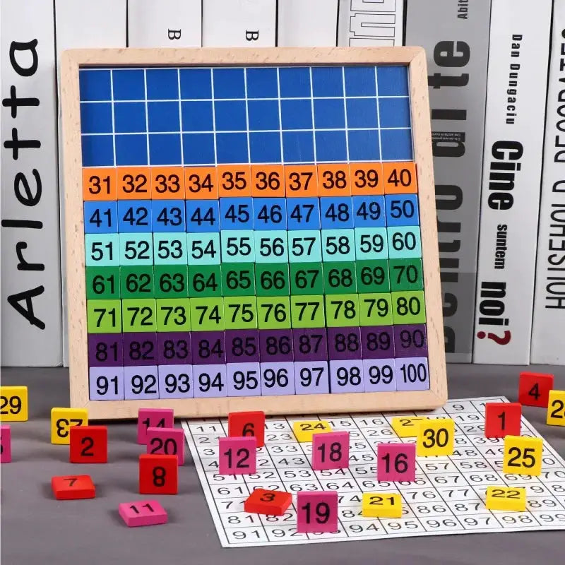 Colorful 1 to 100 Wooden Number Blocks for Montessori Learning - ToylandEU