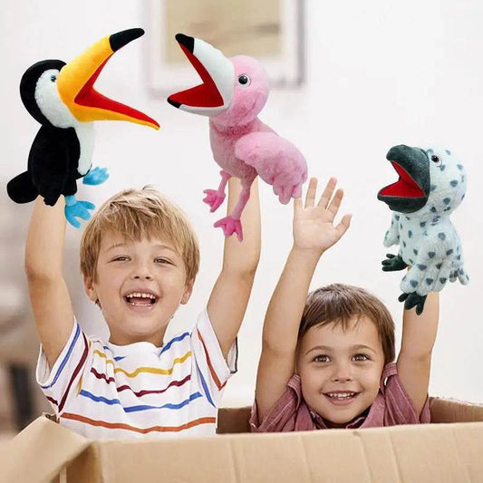 Colorful Animal Hand Puppets for Kids - Parrot, Owl & Flamingo Fun - ToylandEU