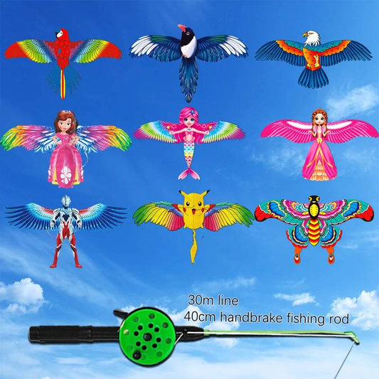 Colorful Cartoon Kite Set for Kids - Butterfly, Mermaid & Parrot Designs - ToylandEU