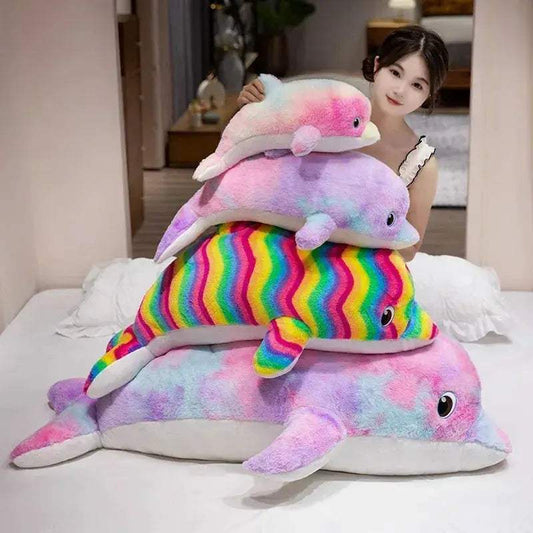 Dolphin Plush Pillow Colorful Giant Home Decor - ToylandEU™