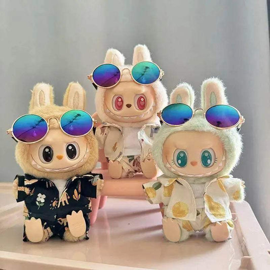 Colorful Summer Doll Clothing Set with Sunglasses and Shoes for 17cm Labubu Dolls - ToylandEU