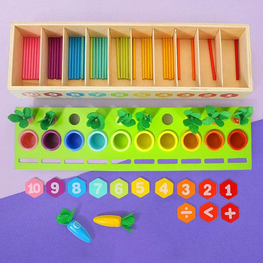 Colorful Wooden Radish Sorting Box for Kids - Shapes & Counting Fun - ToylandEU