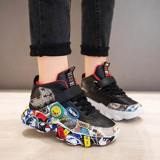 Comfortable Children's Sneakers with Cartoon Graffiti Design for Active Kids - ToylandEU
