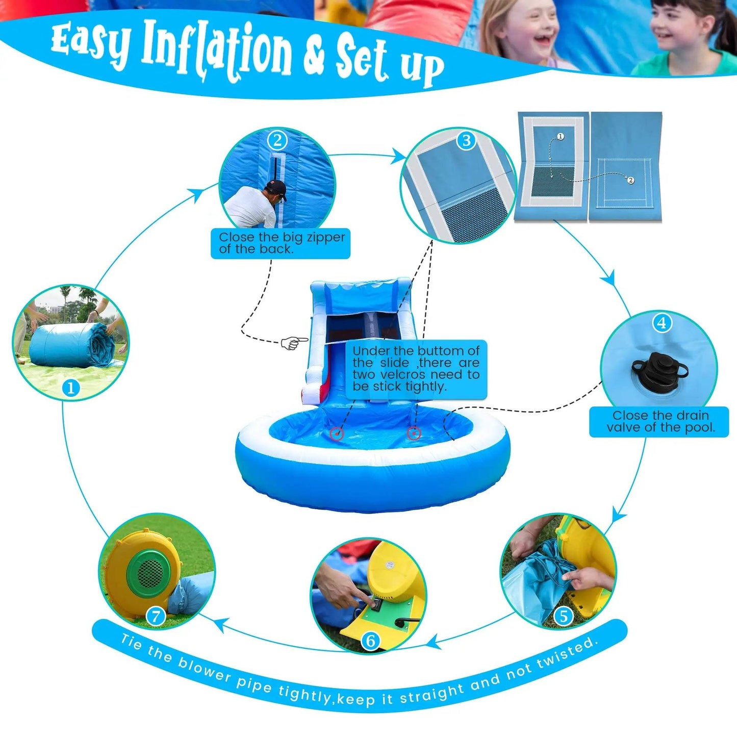Commercial Inflatable Water Slide Blower Outdoor CE - ToylandEU™
