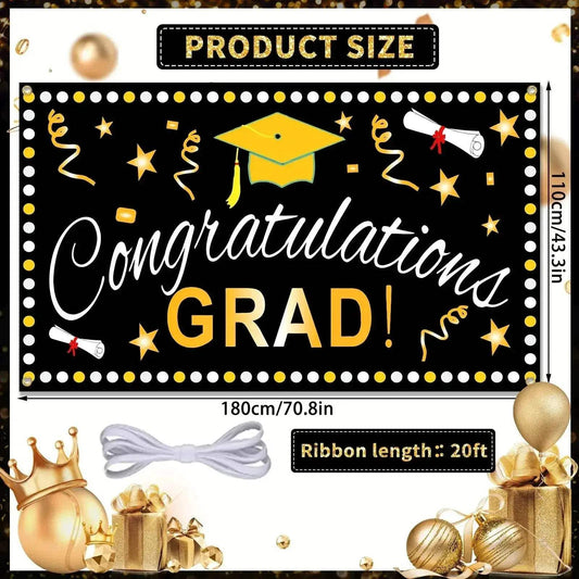CONGRATS GRAD Graduation Season Hanging Flag Banner Cloth - ToylandEU™