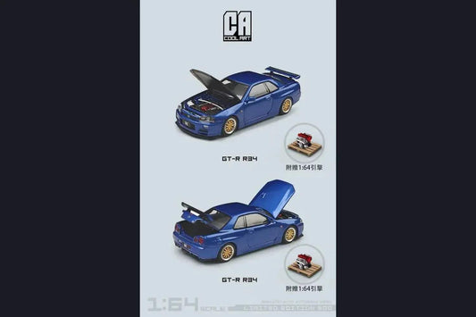 Cool ART Nissan Skyline GT-R R34 Blue 1:64 - ToylandEU™