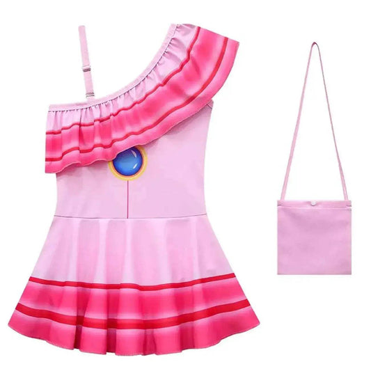 Cossky Girls' Princess Peach Cosplay Swim Dress - Perfect Swimwear for Halloween & Carnivals - ToylandEU