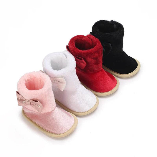 Cotton Baby Girl Bow Boots - Soft and Fluffy Winter Preschool Footwear (0-18 Months) - ToylandEU