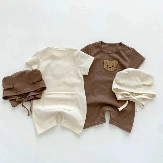 Cotton Baby Romper Set With Hat Unisex Summer Comfort - ToylandEU™