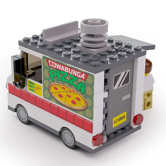 Cowabunga Pizza Food Truck For LEGO Minifigs Includes Figure Figure Scale Vehicle With Compact Kitchen - ToylandEU