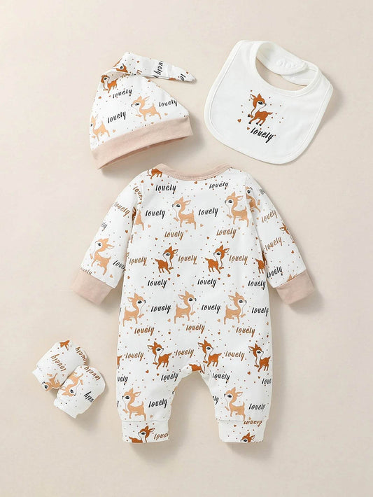 Cozy Baby Romper Set Animal Print With Button Closure For Infants 0 To 12 Months - ToylandEU