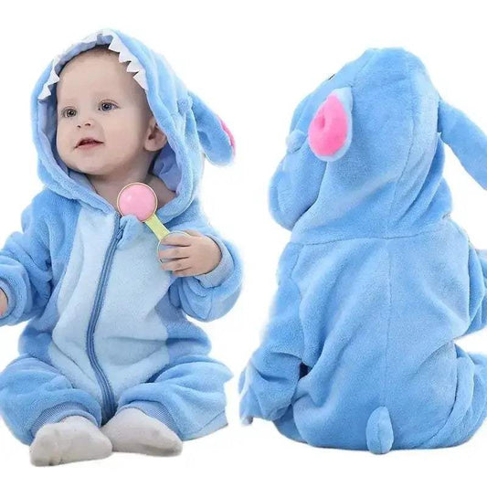 Cozy Baby Rompers Hooded Winter Flannel Zippered Design Unisex For 1 To 3 Years Old - ToylandEU