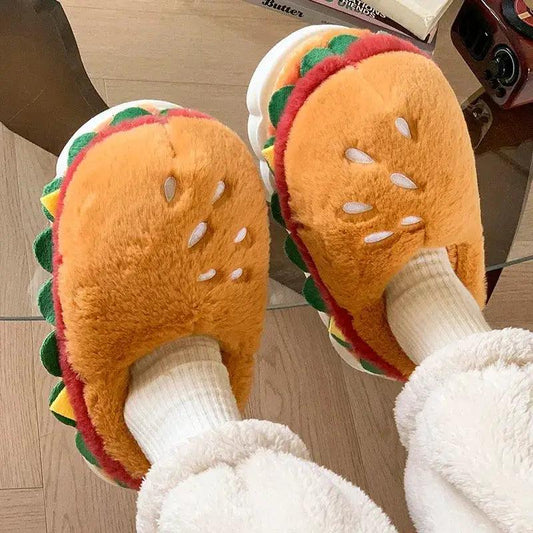 Cozy Hamburger Print Slippers 3cm Heel Toyland EU - ToylandEU™