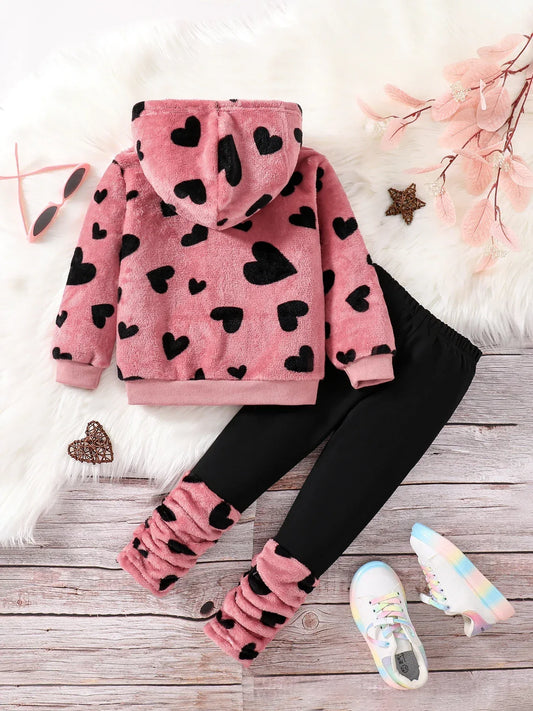 Cozy Hooded Girls Loungewear Set Two Piece Warm Comfort - ToylandEU