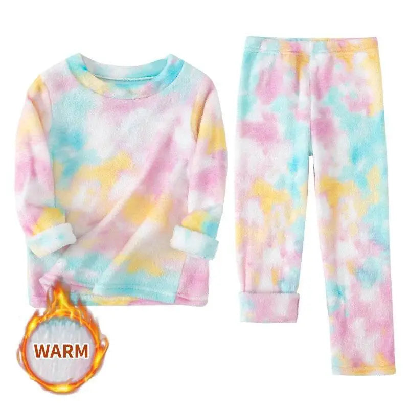 Cozy Kids Pajama Set Flannel Two Piece Unisex For Boys And Girls Suitable For Autumn And Winter Seasonal - ToylandEU