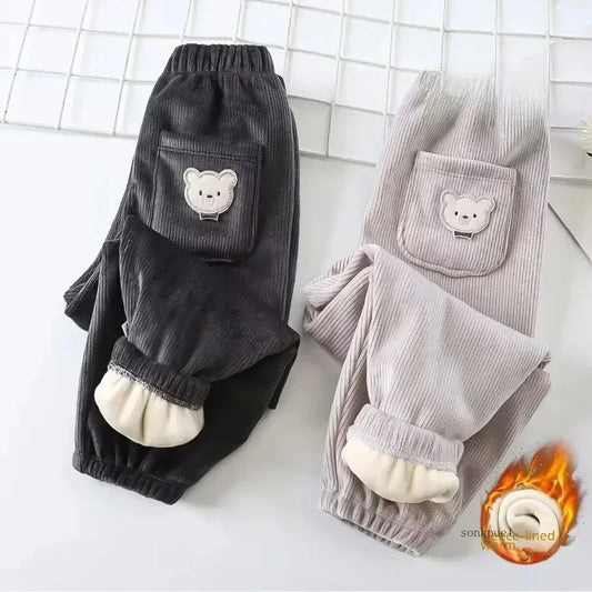 Cozy Kids Pants Bear Print Unisex Everyday Winterwear - ToylandEU