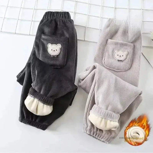 Cozy Kids Pants Bear Print Unisex Everyday Winterwear - ToylandEU