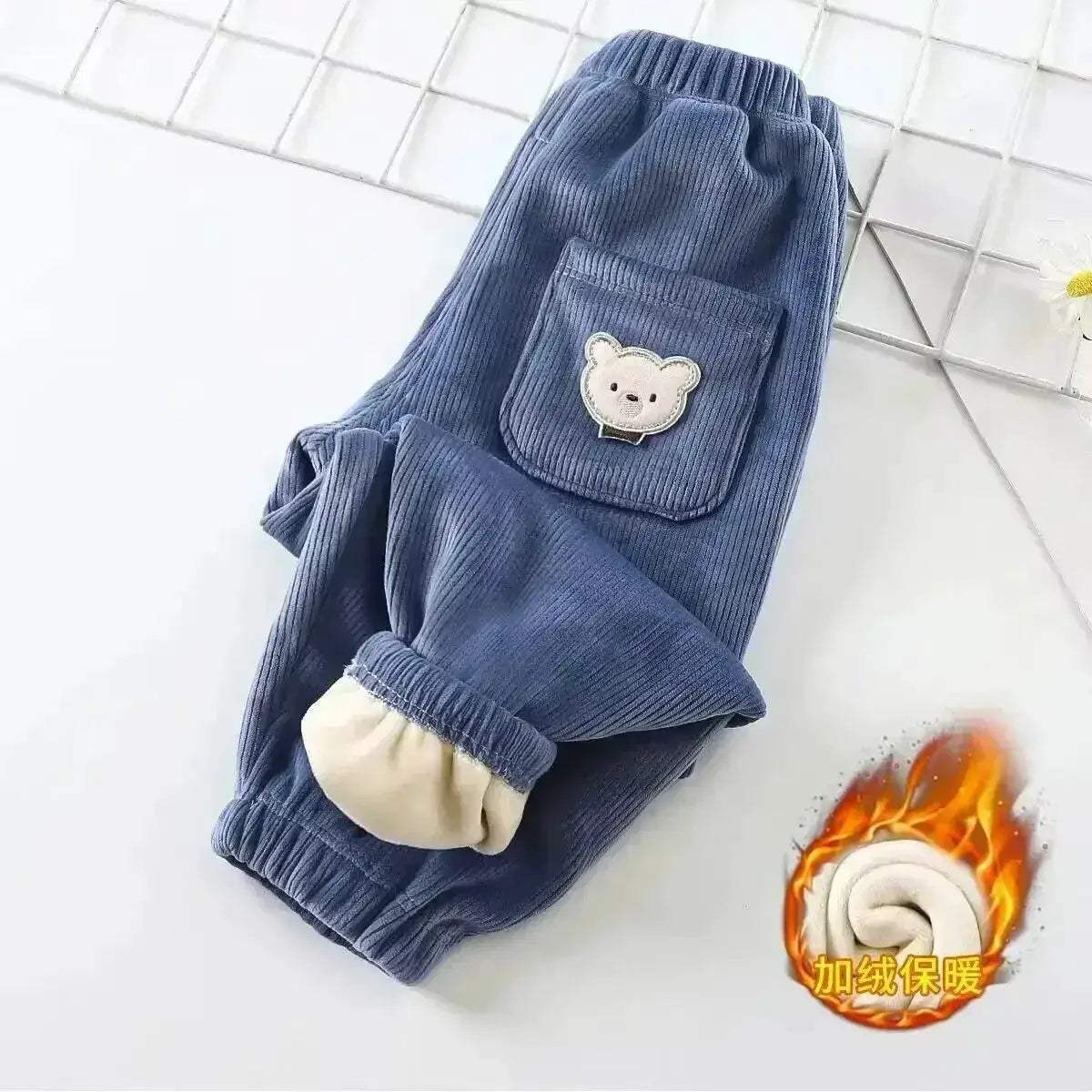 Cozy Kids Pants Bear Print Unisex Everyday Winterwear - ToylandEU
