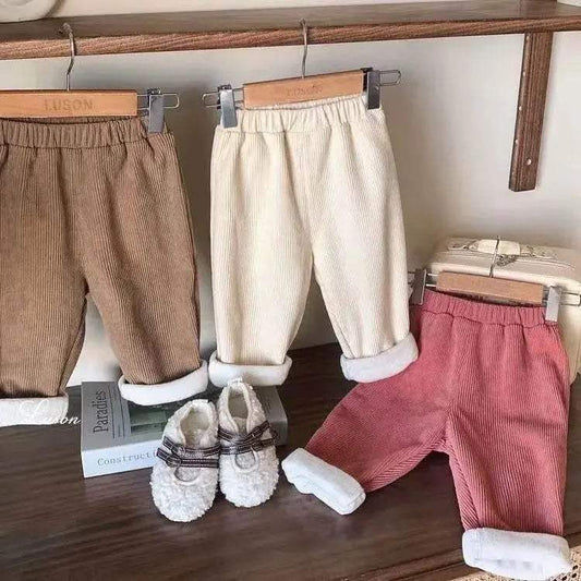 Cozy Kids Pants Winter Velvet Corduroy With Little Bear Cartoon Unisex For Ages 4 To 6 - ToylandEU