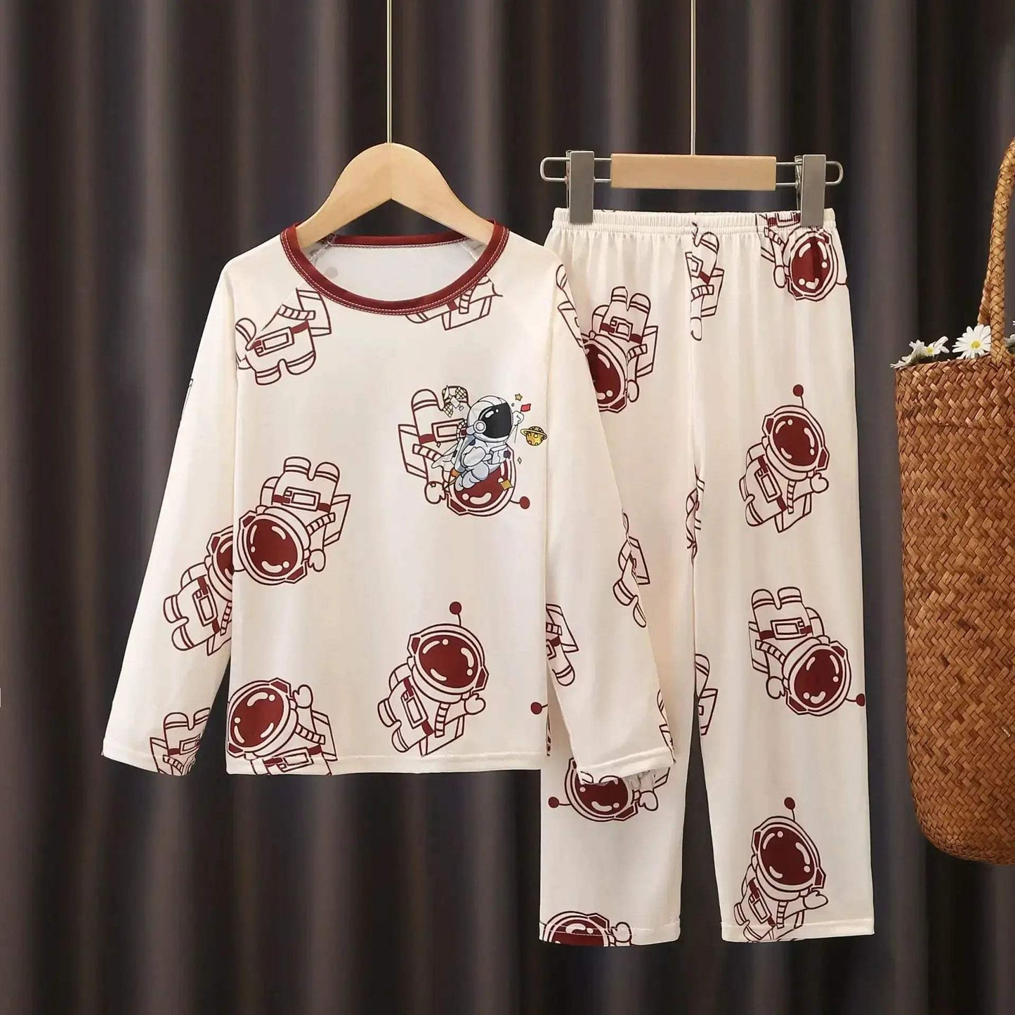 Cozy Long Sleeve Cartoon Print Pajamas For Ages 4 To 6 Year Old Kids Sleepwear For Spring Autumn - ToylandEU