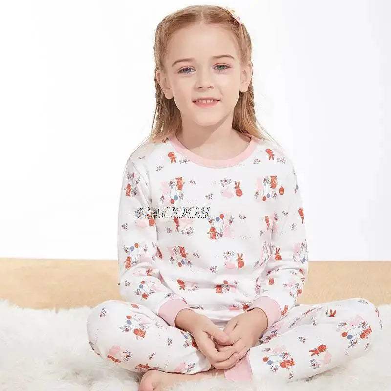 Cozy Pajamas Cotton Knit Unisex For Kids Aged 3 To 14 Winter Sleepwear Soft Warm Durable - ToylandEU