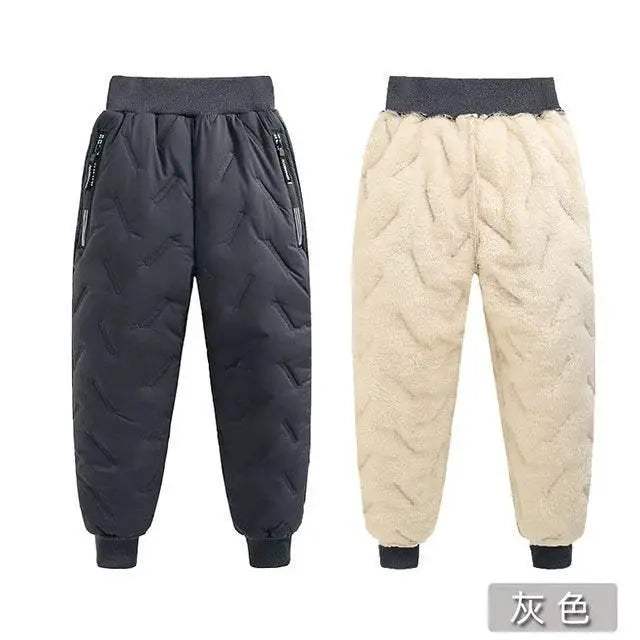 Cozy Warm Childrens Cotton Pants With Thickened Lamb Wool Plush Lining For Kids Winter Wear - ToylandEU