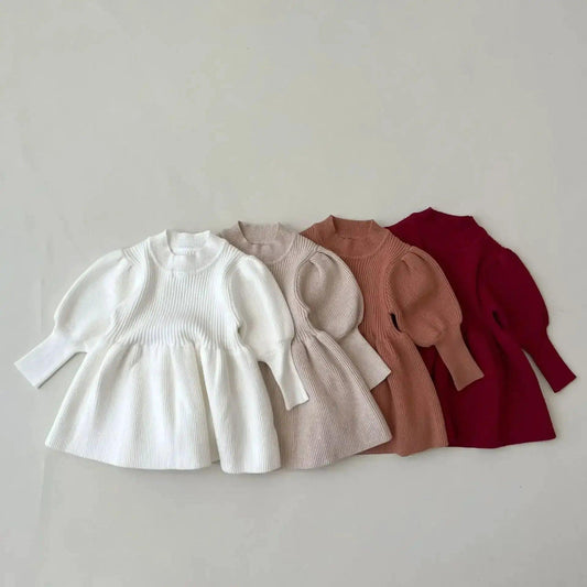 Cozy Winter Knitted Dress For Baby Girl Long Sleeve - ToylandEU™